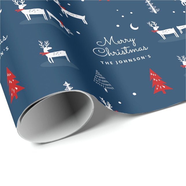 Frohe Weihnachts Winter Woodland Personalisiert Wr Geschenkpapier (Rolleneckpunkt)