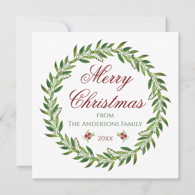 Frohe Weihnachts-Winterkranz-Familie Einladung (Vorderseite)