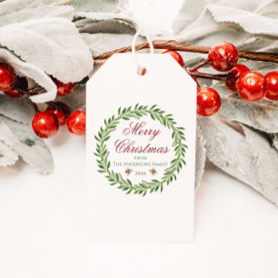 Frohe Weihnachts-Winterkranz-Familie Geschenkanhänger