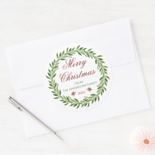 Frohe Weihnachts-Winterkranz-Familie Runder Aufkleber