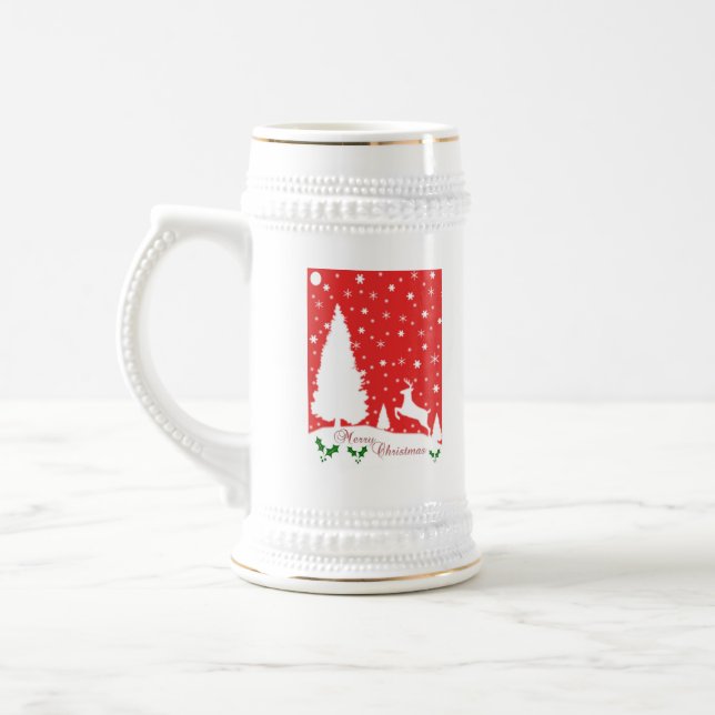 Frohe Weihnachts-Winterschneeflocken Bierglas (Links)