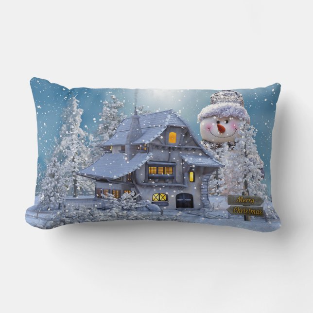 Frohe Weihnachts-Winterwunderland Lendenkissen (Vorderseite)