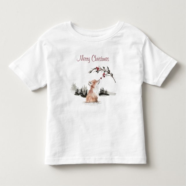 Frohe Weihnachts-Woodland-Fox Kleinkind T-shirt (Vorderseite)