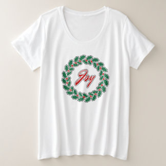 Frohe Weihnachts-Wraath-Design: Freude Große Größe T-Shirt