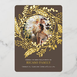 Frohe Weihnachts-Wraath-Fotokarte Folien Feiertagskarte