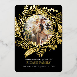 Frohe Weihnachts-Wraath-Fotokarte Folien Feiertagskarte