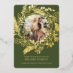 Frohe Weihnachts-Wraath-Fotokarte Folien Feiertagskarte