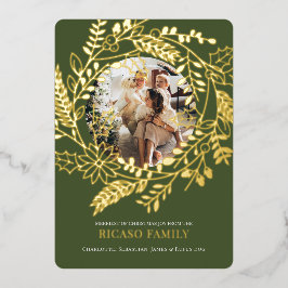 Frohe Weihnachts-Wraath-Fotokarte Folien Feiertagskarte