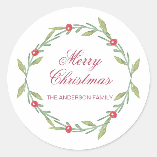 Frohe Weihnachts-Wraath-Sticker-Design Runder Aufkleber (Vorderseite)