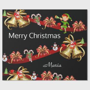 Frohe Weihnachts Wrapping Paper Elf Snowman Santa Geschenkpapier