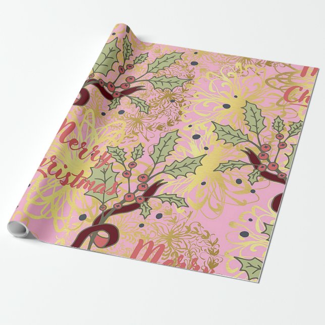 Frohe Weihnachts-Wrapping Papier Geschenkpapier (Ungerollt)