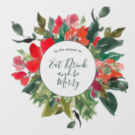 Frohe Weihnachts Wreath Floral Green Fensteraufkleber