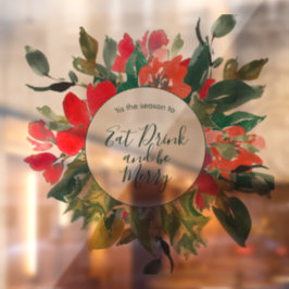 Frohe Weihnachts Wreath Floral Green Fensteraufkleber