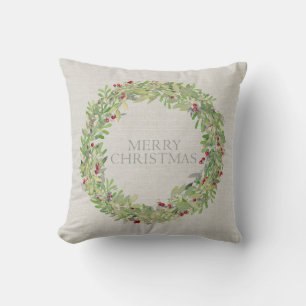 Frohe Weihnachts-Wreath-Grauschnuppe Kissen
