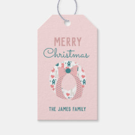 Frohe Weihnachts-Wreath-Llama-Musterfamilie Geschenkanhänger