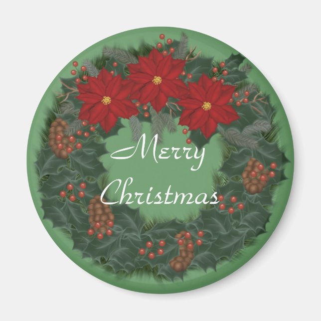 Frohe Weihnachts-Wreath-Magnet Magnet (Vorne)