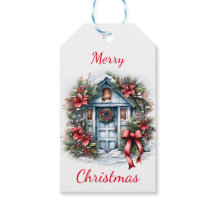 Frohe Weihnachts-Wreath-Vector-Geschenk-Tag