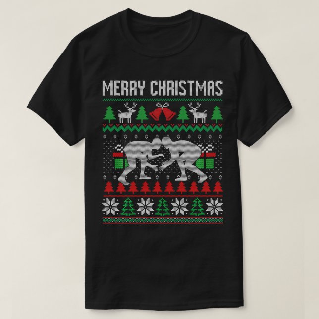 Frohe Weihnachts-Wrestling Wrestler Weihnachten We T-Shirt (Design vorne)