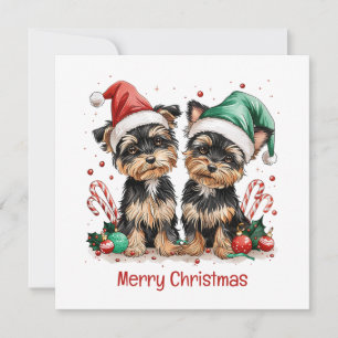 Frohe Weihnachts Yorkshire Terrier Dogs Feiertagskarte