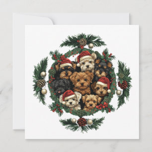 Frohe Weihnachts Yorkshire Terrier Dogs Feiertagskarte