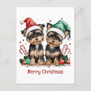 Frohe Weihnachts Yorkshire Terrier Dogs Feiertagspostkarte