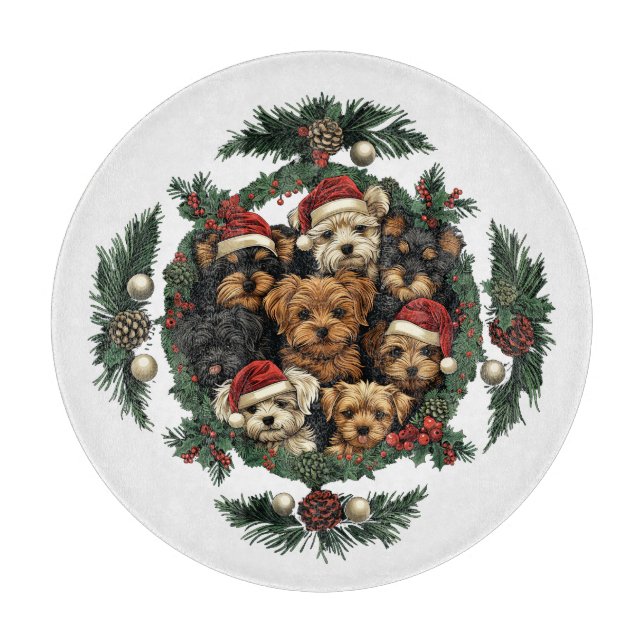 Frohe Weihnachts Yorkshire Terrier Dogs Schneidebrett (Vorderseite)