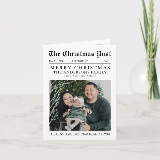 Frohe Weihnachts-Zeitungsjahr im Review-Foto Karte (Vorderseite)