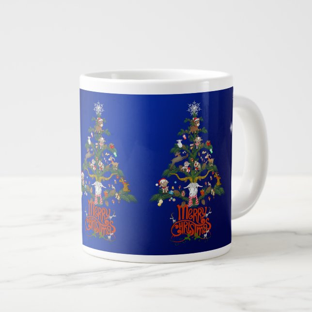 Frohe Weihnachts-ZIEGE LOVER"S Weihnachtsbäume Jumbo-Tasse (Vorderseite Rechts)