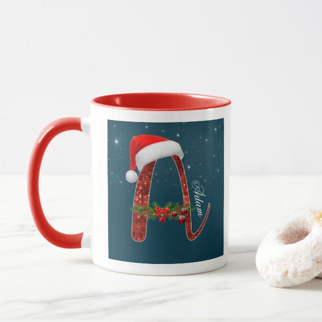 Frohe Weihnachtsalphabeten _A_ Tasse (Mit Donut)