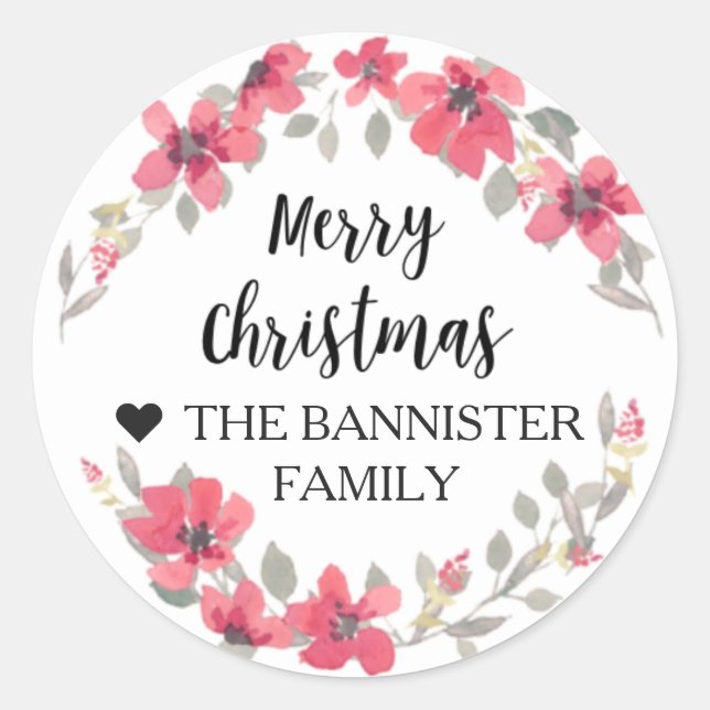 Frohe Weihnachtsaufkleber - Berry Red xmas Runder Aufkleber (Vorderseite)