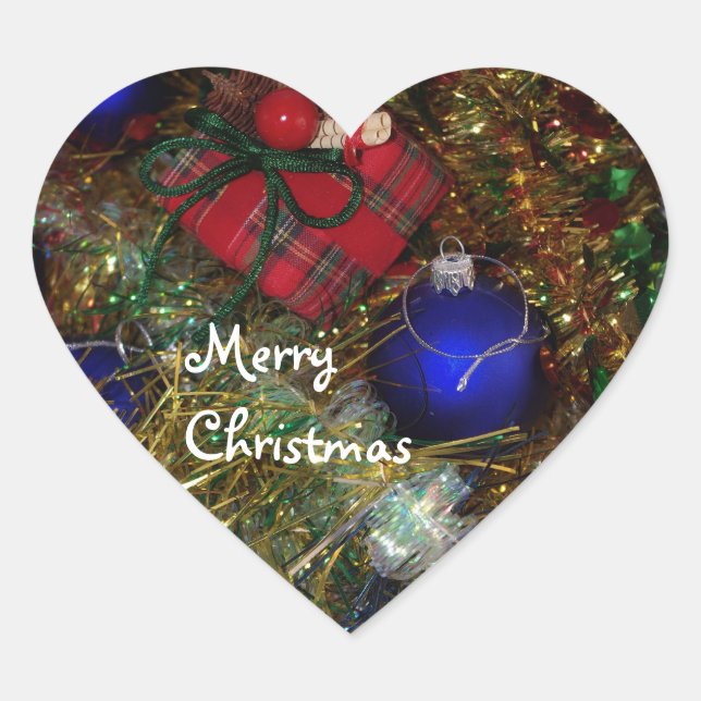 Frohe Weihnachtsaufkleber Herz-Aufkleber (Vorderseite)