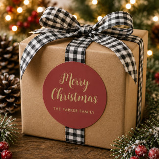 Frohe Weihnachtsaufkleber | Imitate Gold Lässige S Runder Aufkleber