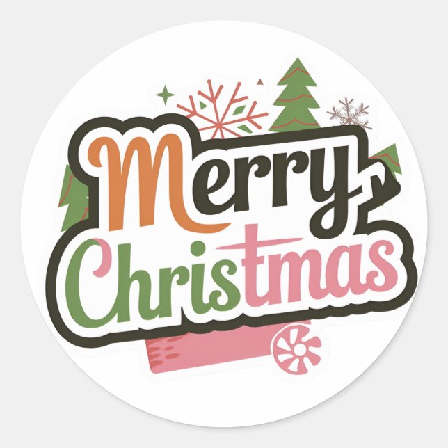 Frohe Weihnachtsaufkleber: Klassische Round Sticke Runder Aufkleber (Vorderseite)