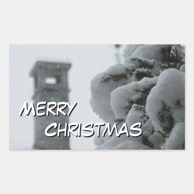 Frohe Weihnachtsaufkleber Rechteckiger Aufkleber (Vorderseite)