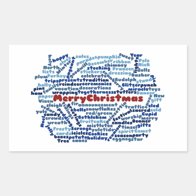 Frohe Weihnachtsaufkleber Rechteckiger Aufkleber (Vorderseite)