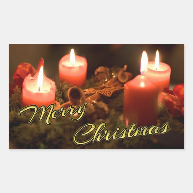 Frohe Weihnachtsaufkleber Rechteckiger Aufkleber (Vorderseite)