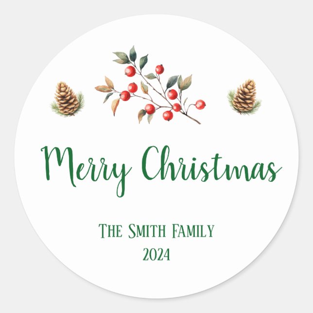 Frohe Weihnachtsaufkleber Runder Aufkleber (Vorderseite)