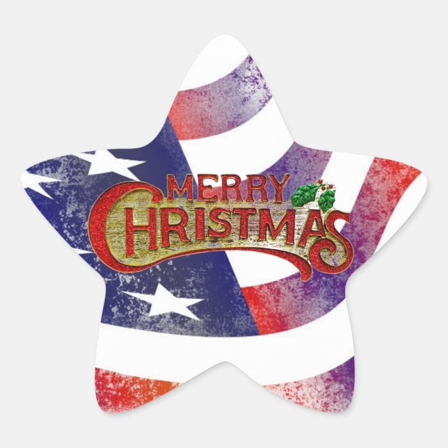 Frohe Weihnachtsaufkleber Stern-Aufkleber (Vorderseite)