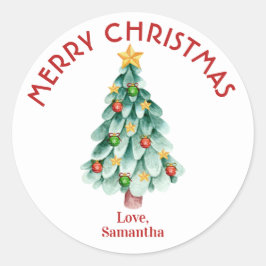 Frohe Weihnachtsaufkleber, Weihnachtsbaum Runder Aufkleber