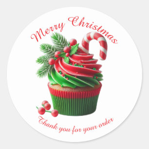 Frohe Weihnachtsbäckerei Cupcake Danke Sticker