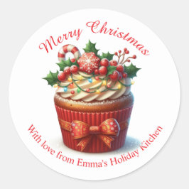 Frohe Weihnachtsbäckerei Cupcake Sticker