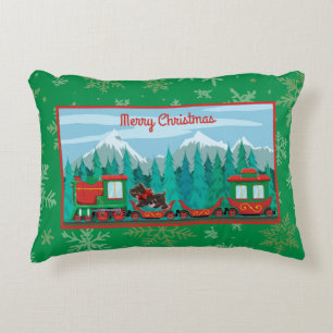 Frohe Weihnachtsbahn mit Hund Dekokissen