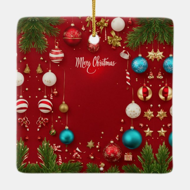 Frohe Weihnachtsball-Keramik Ornament (Rückseite)