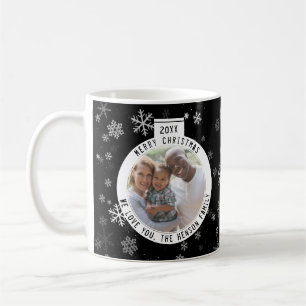 Frohe Weihnachtsball Schwarz-Weiß-Schneeflocke Kaffeetasse