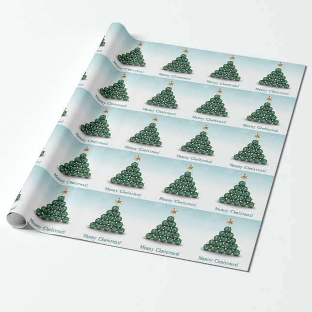 Frohe Weihnachtsbälle Baum Mint Pastel Design Geschenkpapier (Ungerollt)