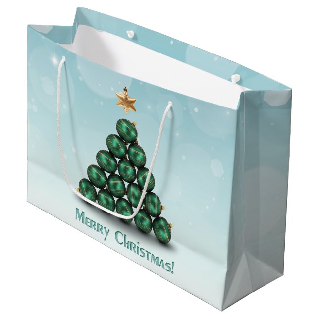 Frohe Weihnachtsbälle Baum Mint Pastel Design Große Geschenktüte (Vorderseite Schrägansicht)