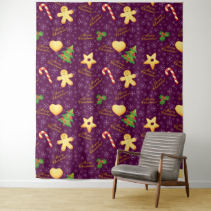 Frohe Weihnachtsbände Wandteppich