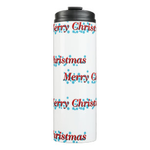 Frohe Weihnachtsbanner mit Schneeflocken und Rotte Thermosbecher