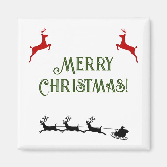 Frohe Weihnachtsbanner Red Reindeer Magnet (Vorne)