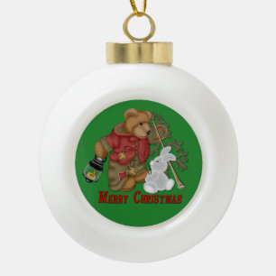 Frohe Weihnachtsbär & Bunny Ball Ornament